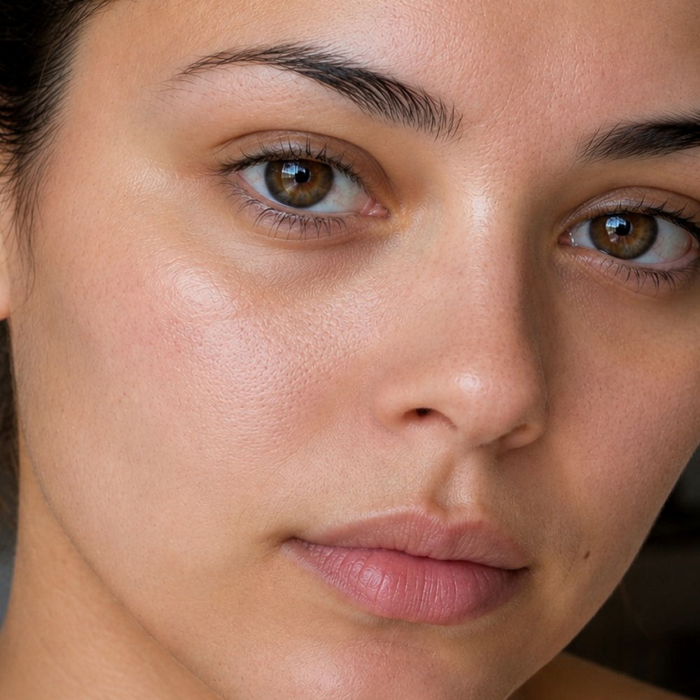 A face looking straight at the camera, after