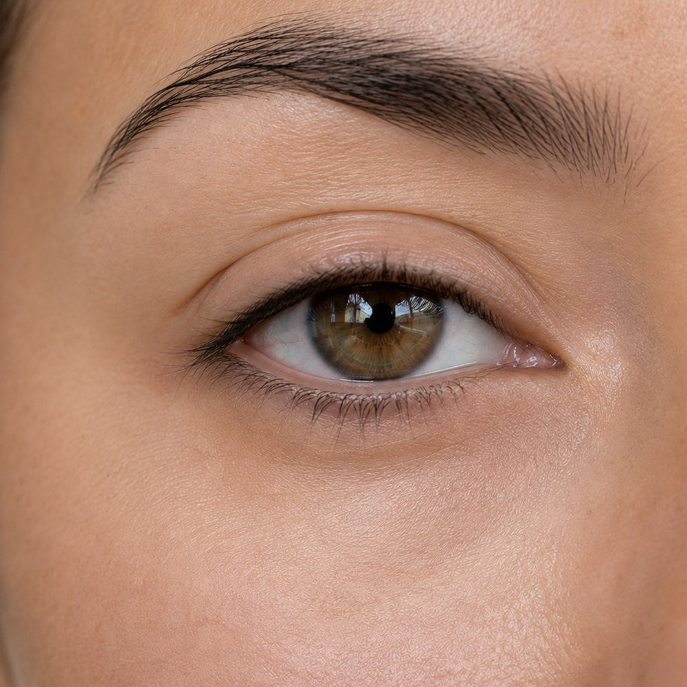 The skin around one eye, close up, after